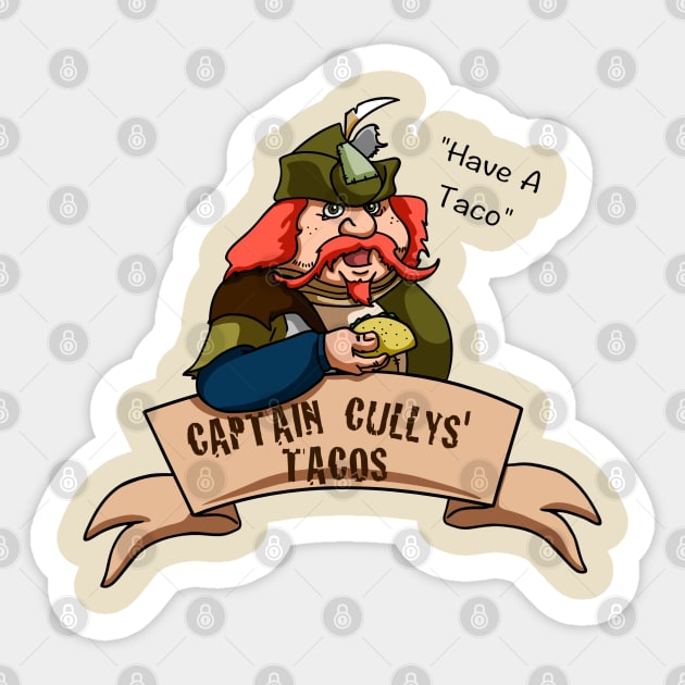 Captain Cullys' Tacos Sticker by pimator24